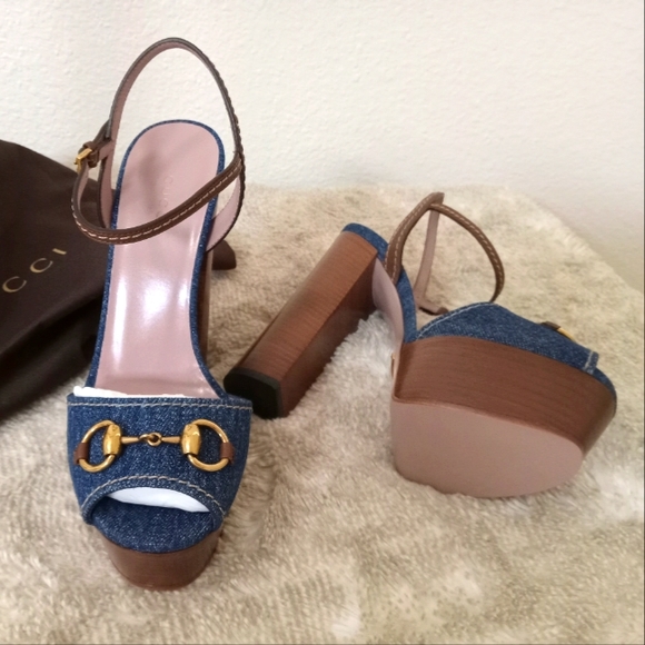 GUCCI DENIM CLAUDIE HORSEBIT PLATFORM - Picture 5 of 6